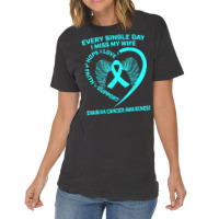 Teal Ribbon In Memory Of My Wife Ovarian Cancer Awareness T Shirt Vintage T-shirt | Artistshot