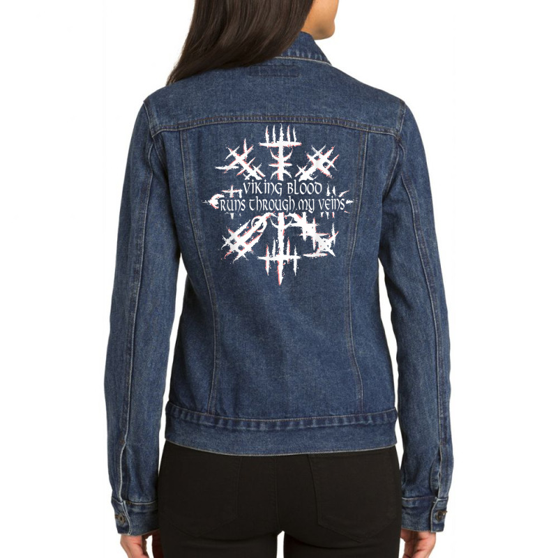 Das Wikinger Blut Des Wikinger Bruders Fließt Durch Mein Ade T Shirt Ladies Denim Jacket | Artistshot