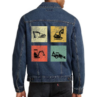 Excavator Boy Vehicles Construction Site Children Men Denim Jacket | Artistshot