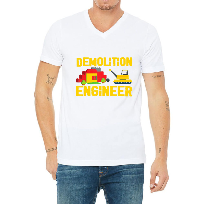 Demolition Engineer Master Builder Building Blocks Bricks V-neck Tee | Artistshot