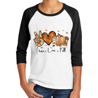 Peace Love Fall Autumn Season Pumpkin Halloween Coffee Lover Youth 3/4 Sleeve | Artistshot