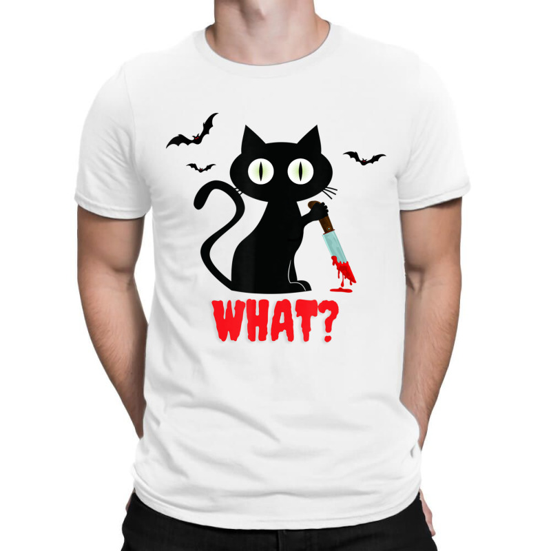 Black Cat With Knife Halloween T-Shirt by BuenoBloom | Artistshot