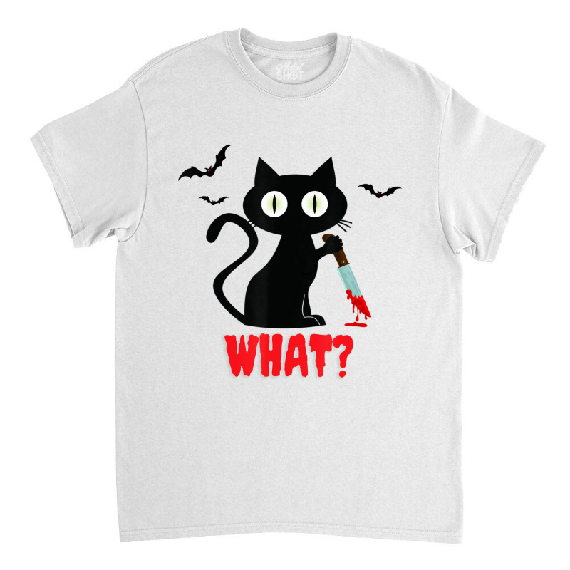 Black Cat With Knife Halloween Classic T-shirt by BuenoBloom | Artistshot