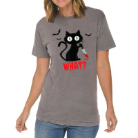 Black Cat With Knife Halloween Vintage T-shirt | Artistshot