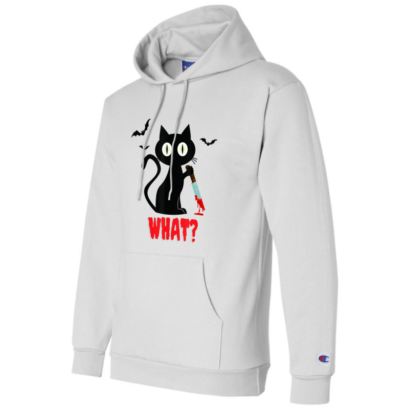 Black Cat With Knife Halloween Champion Hoodie by BuenoBloom | Artistshot