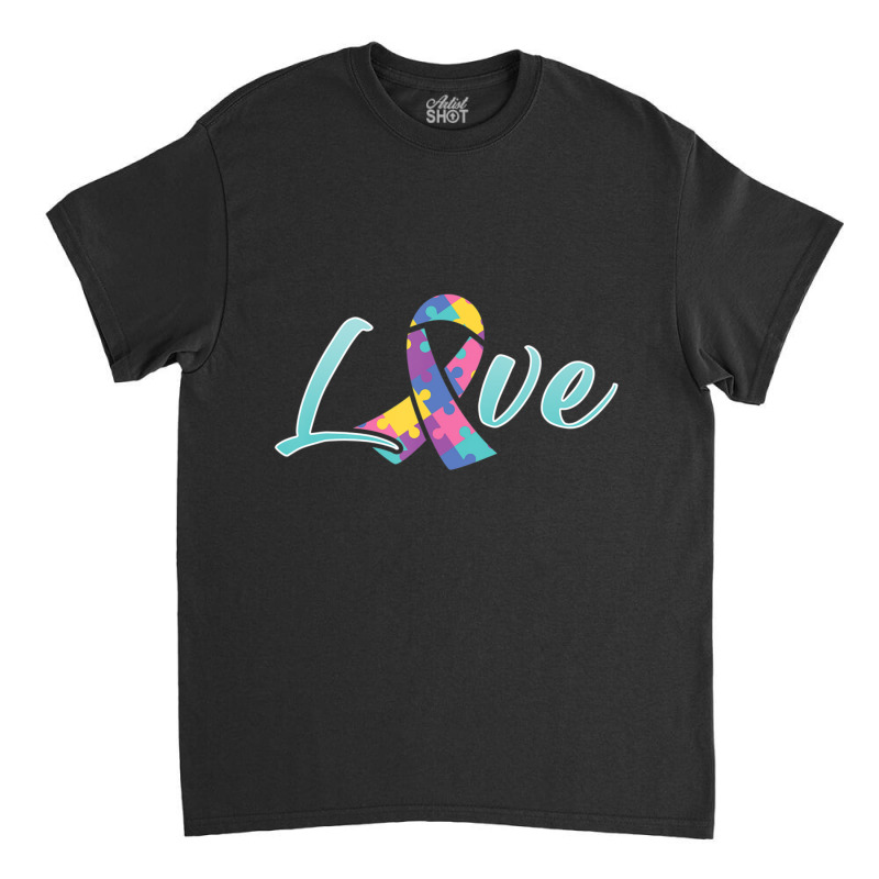 Love Autism Ribbon Autistic Awareness Support Special Needs Classic T-shirt | Artistshot