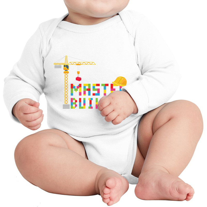 Master Builder Engineer Construction Building Bricks Blocks Long Sleeve Baby Bodysuit | Artistshot