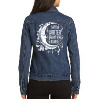 I Am A Writer I Dream While Awake Author Book Novelist Poet T Shirt Ladies Denim Jacket | Artistshot