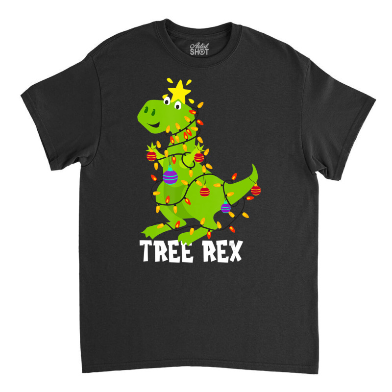 Tree Rex With Christmas Balls And Lighting Classic T-shirt | Artistshot