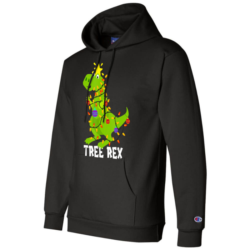 Tree Rex With Christmas Balls And Lighting Champion Hoodie | Artistshot