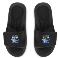 Will Trade Sister For Shark I Shark Fish I Kids Shark Slide Sandal | Artistshot