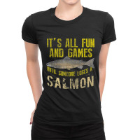 Funny Salmon Fishing Freshwater Saltwater Fish Angler T Shirt Ladies Fitted T-shirt | Artistshot