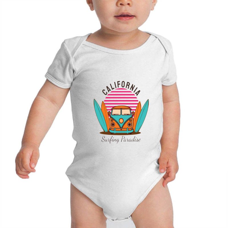 California Surfing Paradise Baby Bodysuit by barangelekto | Artistshot