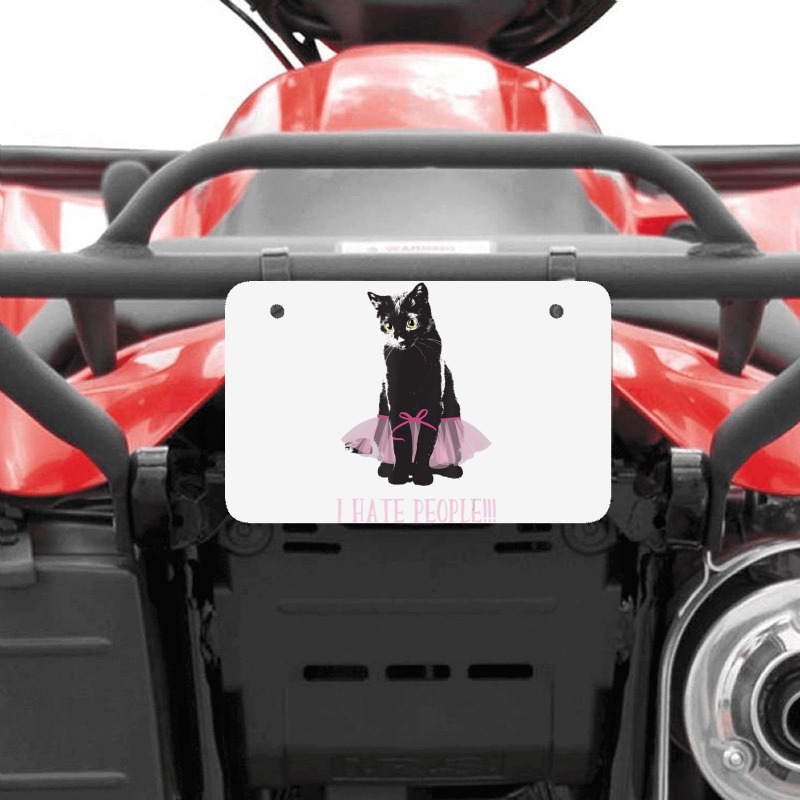 I Hate People Black Cat With Tutu Skirt Halloween Costume Atv License Plate | Artistshot