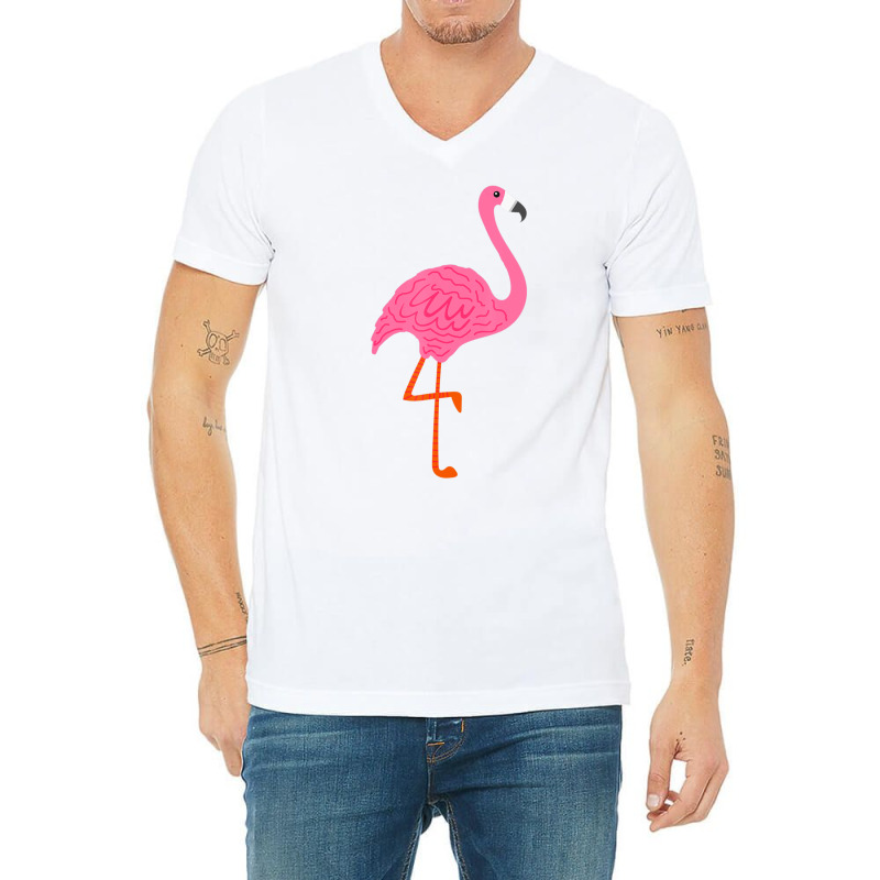 Pink Flamingo On One Leg For Bird & Nature Beach Fans Outfit V-neck Tee | Artistshot