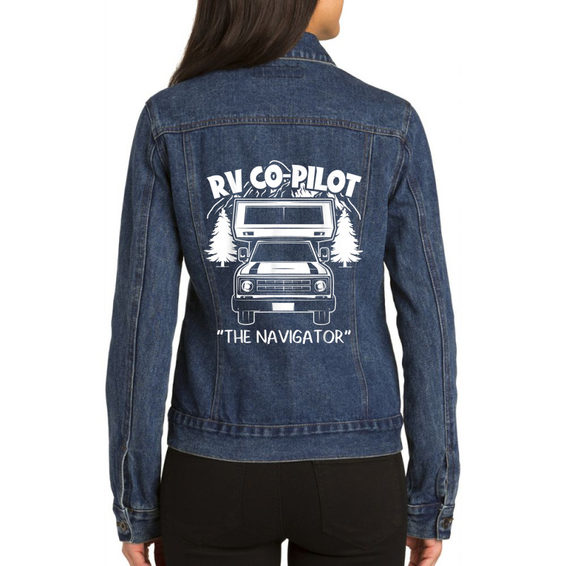 Rv Co-pilot Funny Camper Vacation Road Trip The Navigator Music Vintag Ladies Denim Jacket by HailieDesign | Artistshot