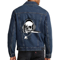 Skull Headphone Knife Dog Tag Costume Cool Halloween Men Denim Jacket | Artistshot