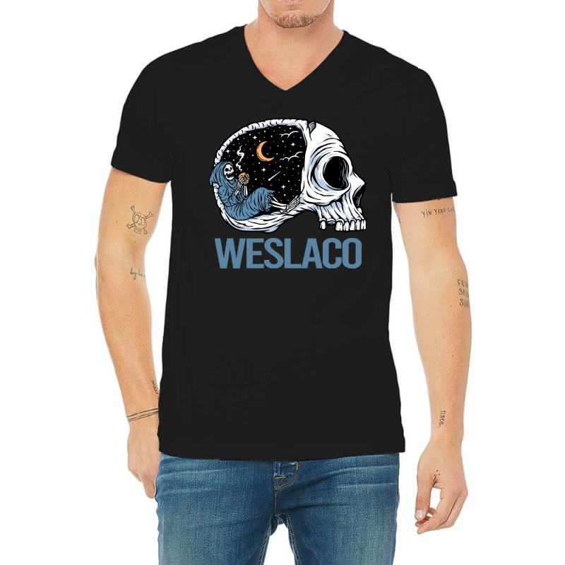 Weslaco T  Shirt Chilling Skeleton Weslaco T  Shirt V-neck Tee | Artistshot