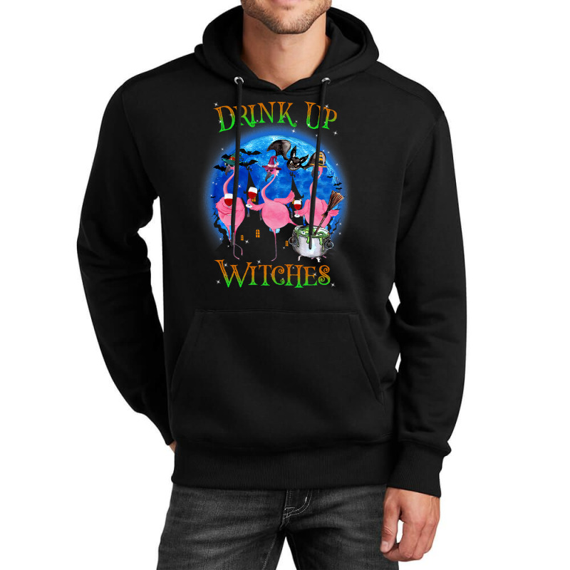 Flamingo Tropical Drink Up Witches Flamingo Witch Vibes Halloween Cost Unisex Hoodie by pester | Artistshot