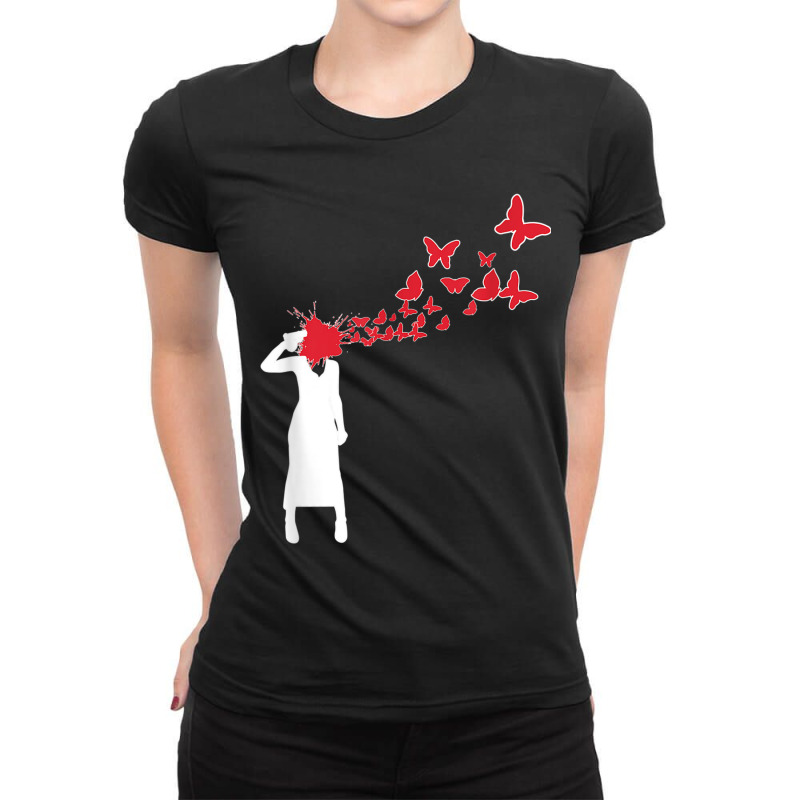 Headshot Butterfly  Head Shot Butterflies Ladies Fitted T-Shirt by AntoineDesign | Artistshot