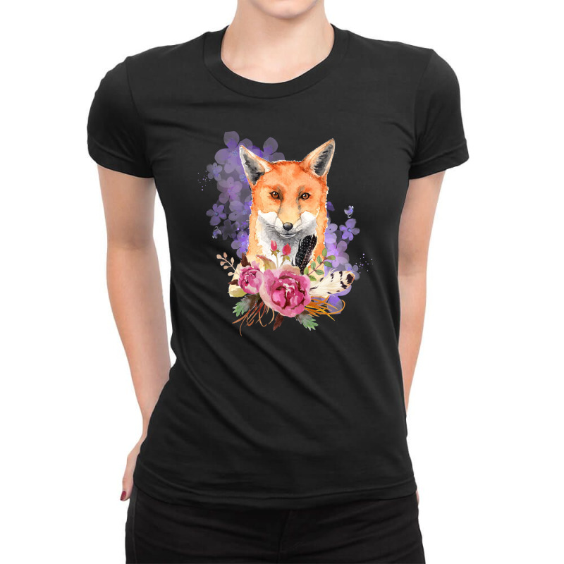 Watercolor Fox Ladies Fitted T-shirt | Artistshot