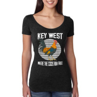 Key West Florida Where The Cocks Run Free Women's Triblend Scoop T-shirt | Artistshot