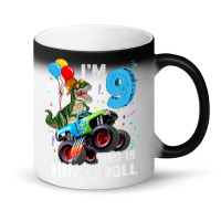 Kids 9 Year Old T Rex Dinosaur Monster Truck 9th Birthday Boys Mens Be Magic Mug | Artistshot