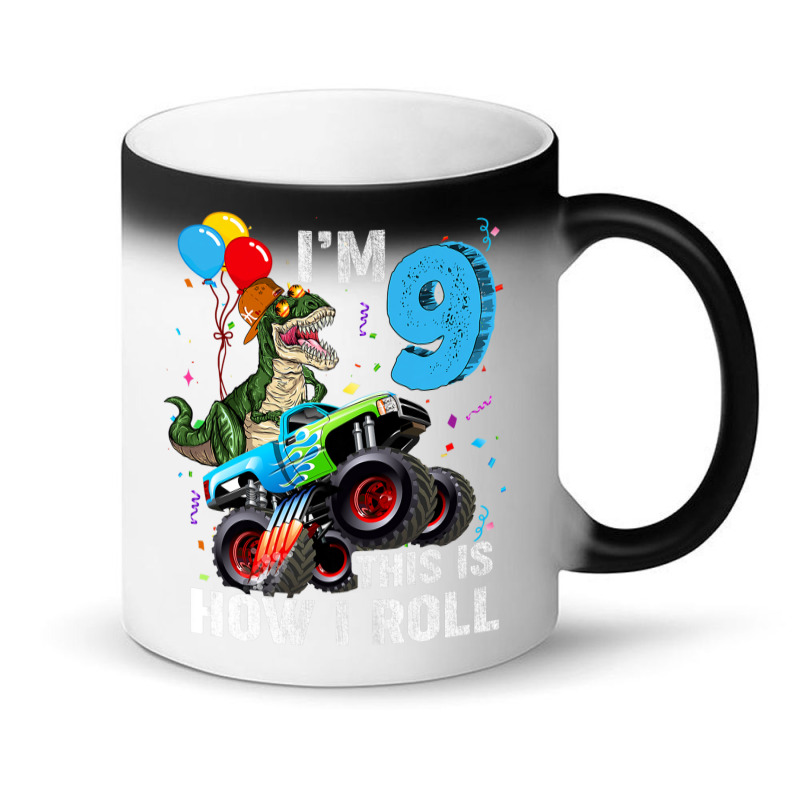 Kids 9 Year Old T Rex Dinosaur Monster Truck 9th Birthday Boys Mens Be Magic Mug | Artistshot