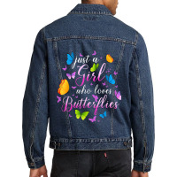 Just A Girl Who Loves Butterflies Cools Butterfly Collection Men Denim Jacket | Artistshot