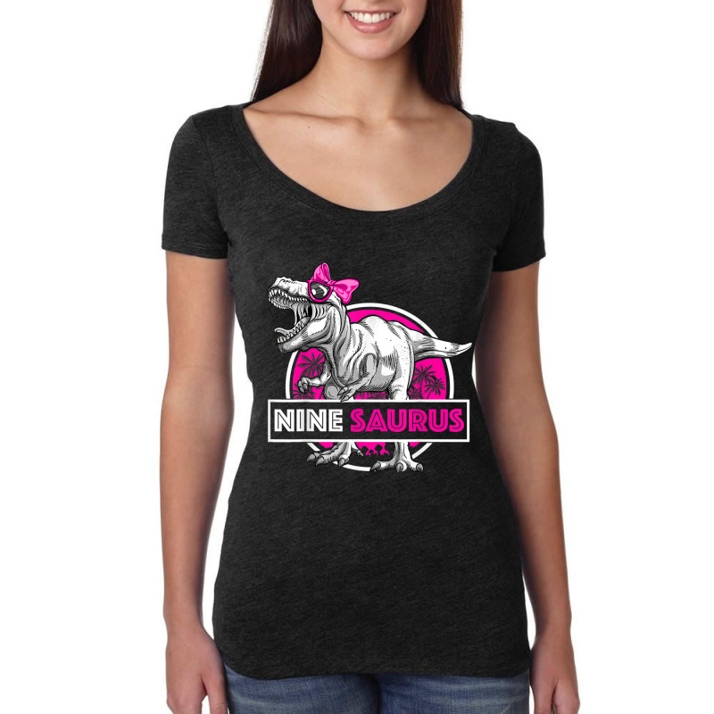 I'm Nine Saurus 9 Yrs Old T-rex For Girls 9th Birthday Gift Day Gifts Women's Triblend Scoop T-shirt by JazmineDesign | Artistshot