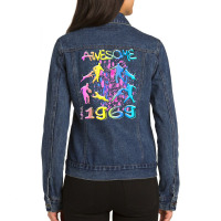 Awesome Since 1969. Agility Dog Training Graffiti Design T Shirt Ladies Denim Jacket | Artistshot